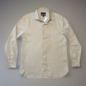 NWT Banana‎ Republic Slim Fit Button Down Long Sleeve Dress Shirt Cream Size L